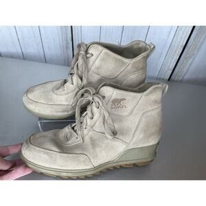 Sorel Evie Sport Lace Sand Brown Wedge Sneakers Suede Women’s Size 9